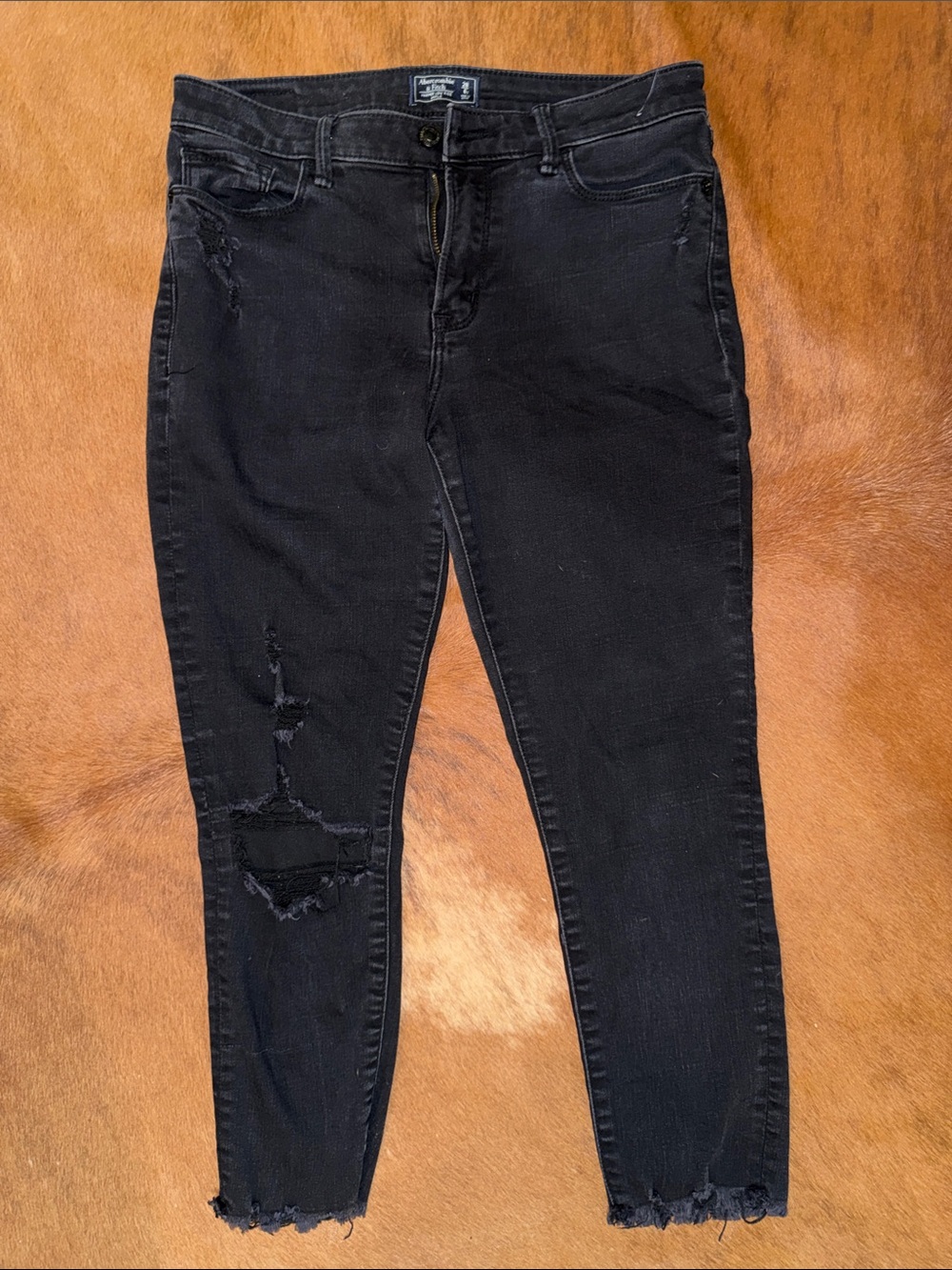 Abercrombie & Fitch Black Distressed Skinny Jeans